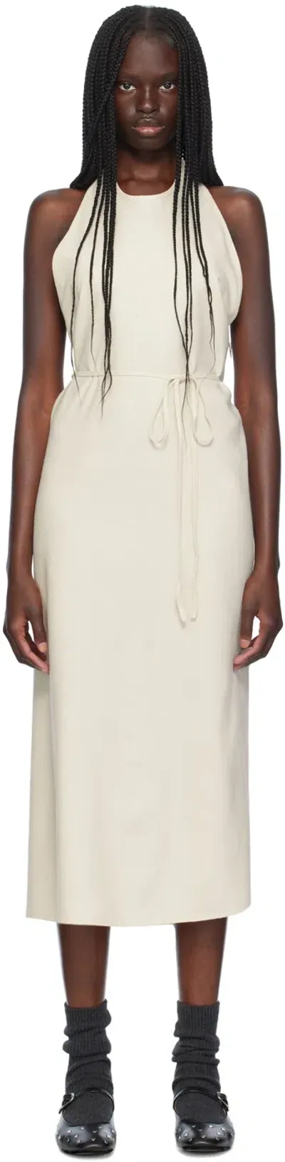 Baserange Off-white Apron Midi Dress In Off White