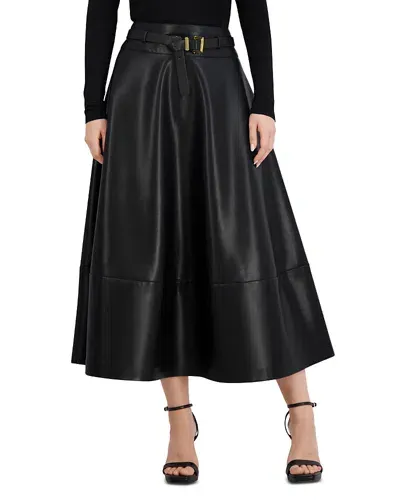 Bcbgmaxazria Faux Leather Belted Maxi Skirt In Black