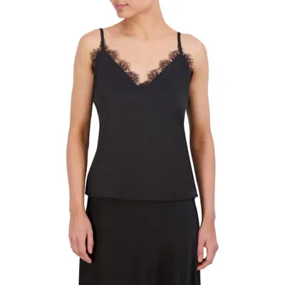 Bcbgmaxazria Woven Lace Trim Camisole In Black