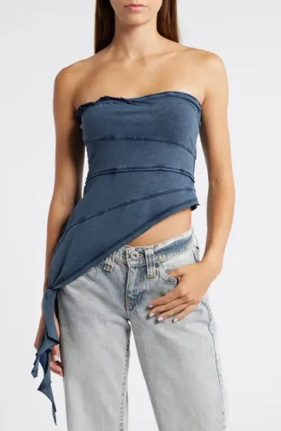 Bdg Urban Outfitters Asymmetric Strapless Top In Navy