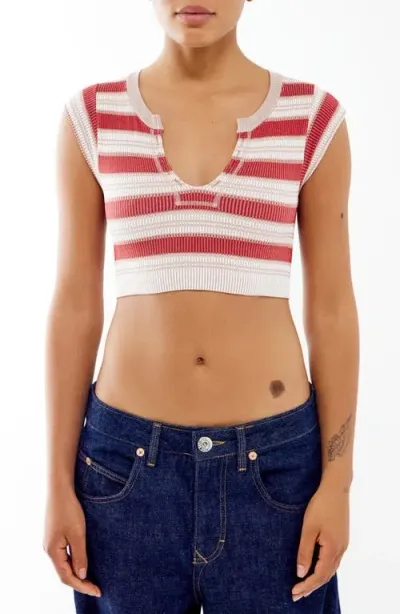 Bdg Urban Outfitters Going For Gold Stripe Crop Top In Red Stripe