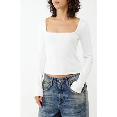 Bdg Urban Outfitters Olivia Picot Trim Rib Top In White