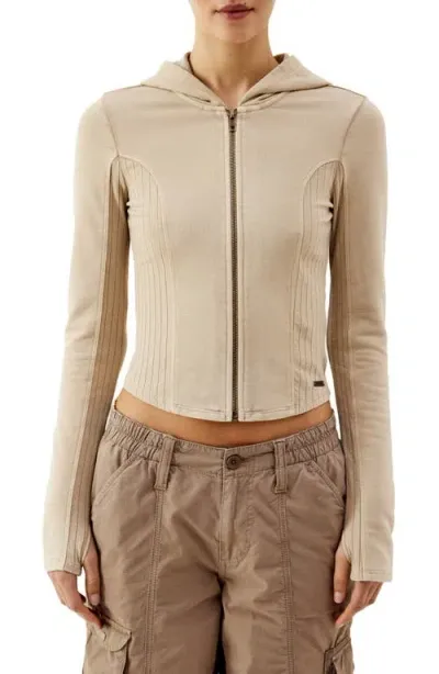 Bdg Urban Outfitters Panelled Zip-up Hoodie In Brown