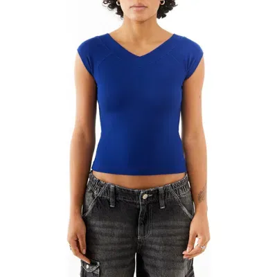 Bdg Urban Outfitters Rib V-neck Top In Blue