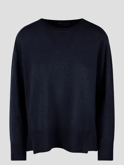 Be You Relaxed Round Neck Sweater In Dark Blue