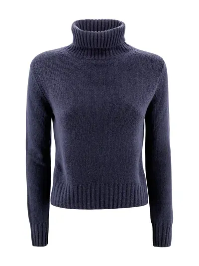 Be You Sweatshirt With Ribbed Turtleneck In Blue