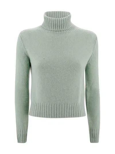 Be You Sweatshirt With Ribbed Turtleneck In Green