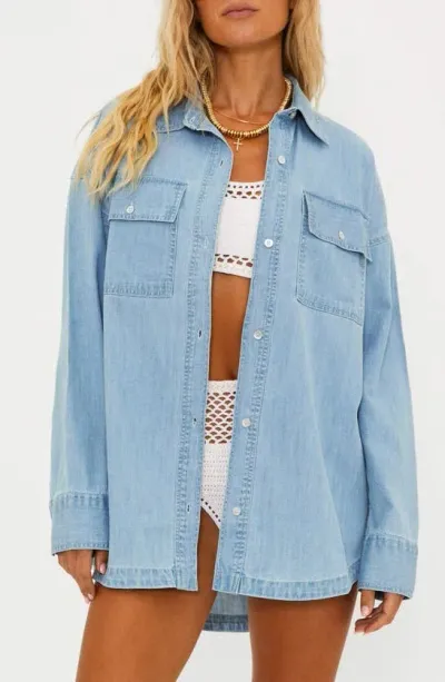 Beach Riot Coramine Oversize Denim Button-up Shirt In Blue