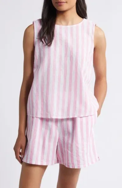 Beachlunchlounge Kelis Stripe Layered Back Sleeveless Linen & Cotton Top In Little Princess