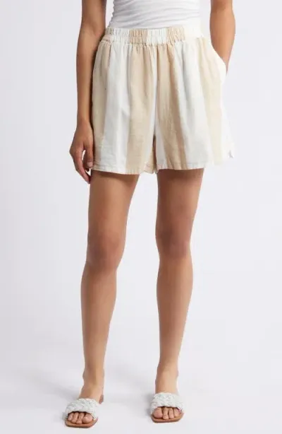 Beachlunchlounge Kelis Stripe Linen & Cotton Shorts In Sahara Sand