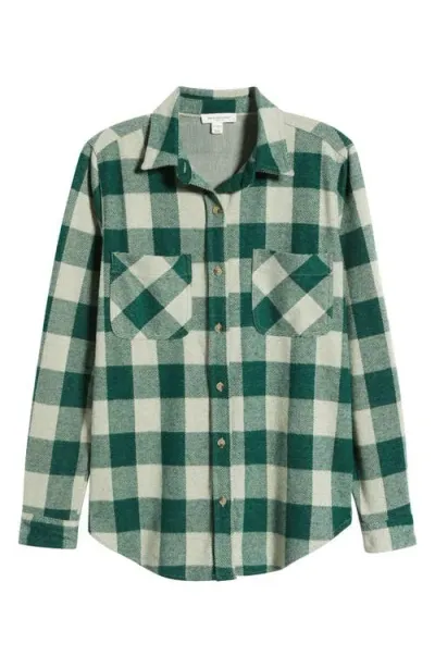 Beachlunchlounge Sally Plaid Shacket In Pine Oat