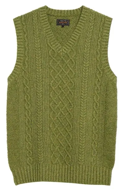 Beams Alan Cable Knit Sweater Vest In Green