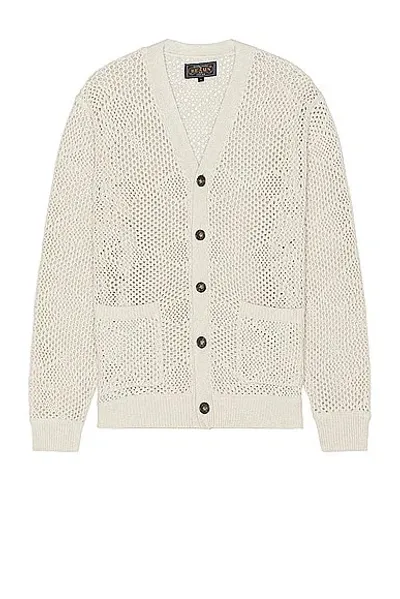 Beams Cardigan Argyle Mesh In Beige