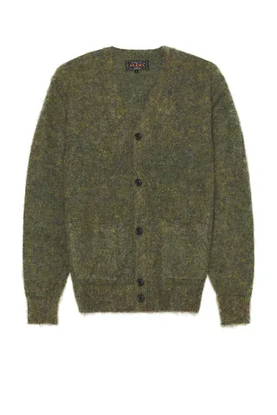 Beams Cardigan Stretch Mohair In Green