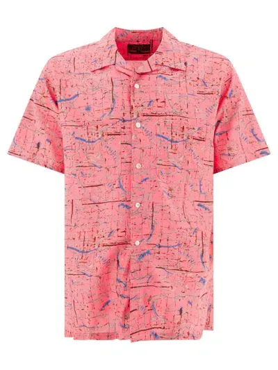 Beams Plus Printed Shirt In Pink