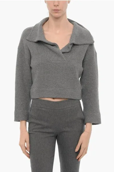 Beaufille Wool Blend Botero Sweater With Polo Neck In Gray