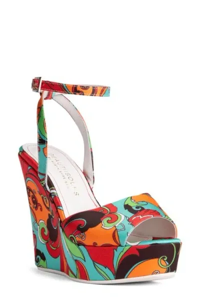 Beautiisoles Niagara Platform Wedge Sandal In Red