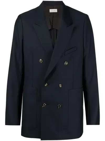 Bed J.w. Ford Double-breasted Wool Blazer In Blue