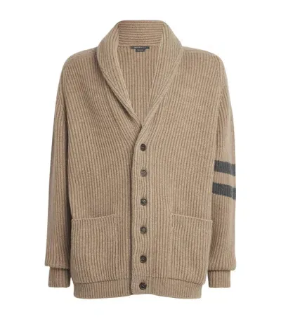 Begg X Co Cashmere Varsity Cardigan In Brown