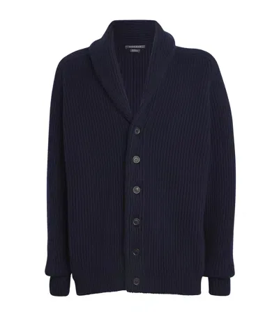 Begg X Co Cashmere Yacht Cardigan In Navy