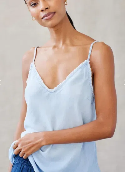 Bella Dahl Frayed Tencel Cami In Sunbleach Wash In Blue