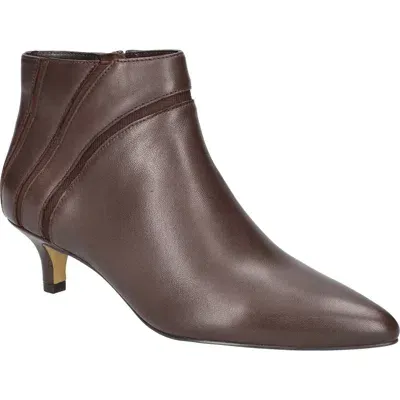 Bella Vita Faraday Pointed Toe Kitten Heel Bootie In Brown Leather