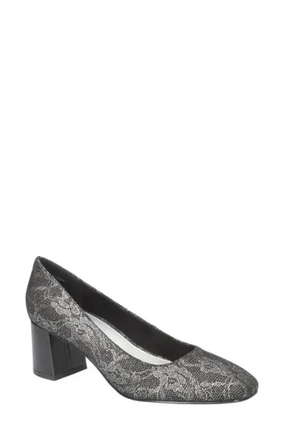 Bella Vita Jillian Square Toe Pump In Silver Lace