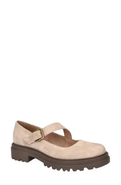 Bella Vita Quincy Mary Jane Flat In Almond Kidsuede Leather