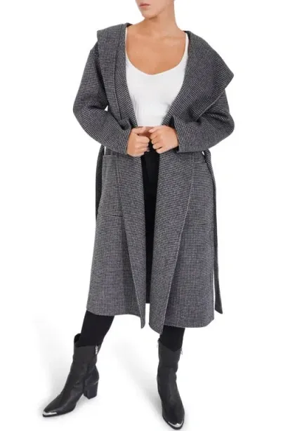 Belle & Bloom Arcadia Oversize Hooded Wool Blend Coat In Black/white