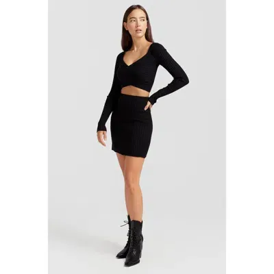 Belle & Bloom C'est Belle Knit Mini Skirt In Black