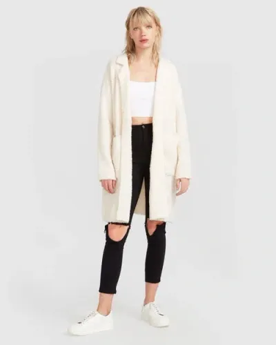 Belle & Bloom Days Go By Sustainable Blazer Cardigan In Cream