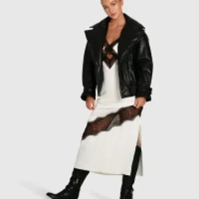 Belle & Bloom Love Drunk Leather Bomber In Black