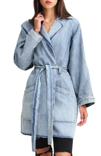 Belle & Bloom Relaxed Boyfriend Trench Denim Jacket In Indigo