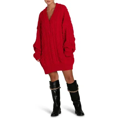 Belle & Bloom Still The One Chunky Oversize Knit In Red