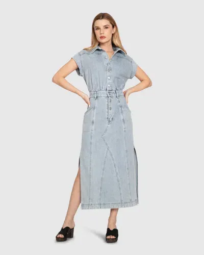 Belle & Bloom Sundown Denim Midi Shirt Dress In Blue