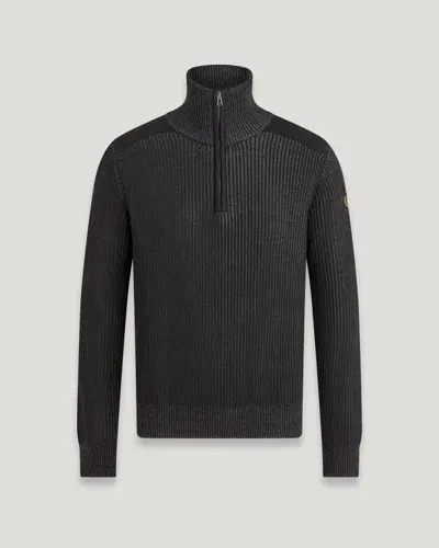 Belstaff Stanley Quarter Zip Jumper In Black