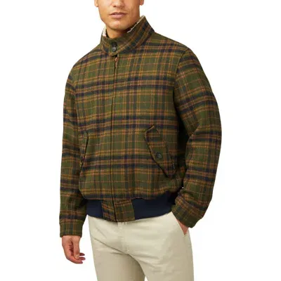 Ben Sherman Harrington Check Wool Blend Jacket In Green