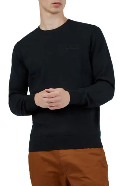 Ben Sherman Men's Merino Crew Sweater In Black