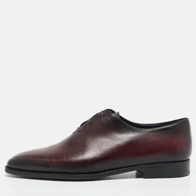 Pre-owned Berluti Burgundy Leather Alessandro Démesure Derby Size 43