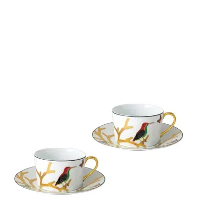 Bernardaud Aux Oiseaux Teacup And Saucer Gift Set In White