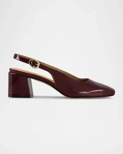 Bernardo Alexia Patent Slingback Pumps In Bordeaux Soft Patent Leather