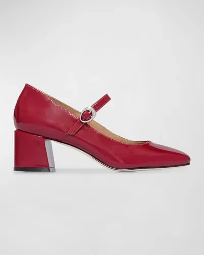 Bernardo Ancona Patent Mary Jane Pumps In Dark Red Soft Patent Leather