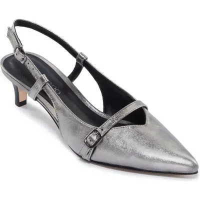 Bernardo Marietta Slingback Pointed Toe Kitten Heel Pump In Gunmetal