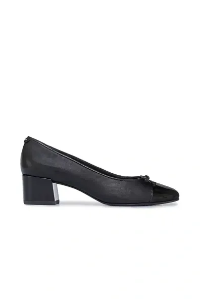 Bernardo Marisol Mixed Leather Cap-toe Ballerina Pumps In Black Glove Leather/black Soft Patent Leather