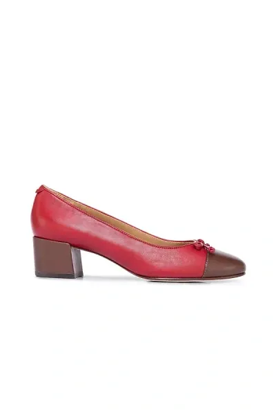 Bernardo Marisol Bicolor Cap-toe Ballerina Pumps In Dark Red/dark Chocolate Glove Leather