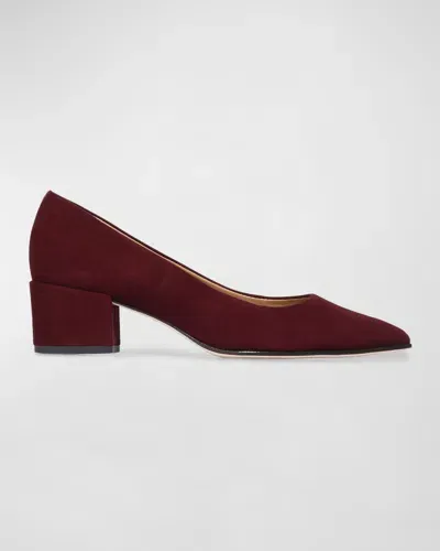 Bernardo Millie Suede Block-heel Pumps In Aubergine Kid Suede