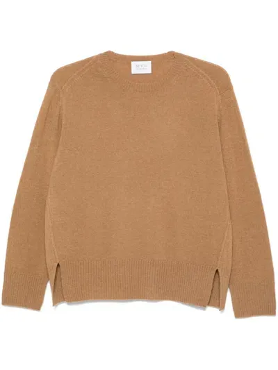 Beyou Cashmere Crewneck Sweater In Brown