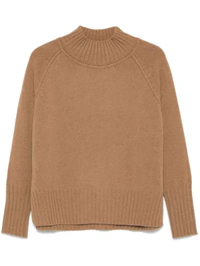 Beyou Cashmere Turtle-neck Sweater In Brown