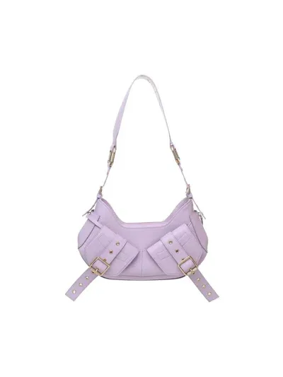 Biasia Lilac Leather Y2k Shoulder Bag In Purple