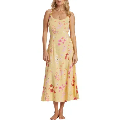 Billabong '90s Calling Floral Dress In Pale Yellow